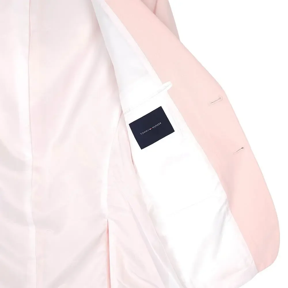 Tommy Hilfiger Mens Modern Fit Sport Coat 38S Pink Solid Linen Cotton Blend NWT
